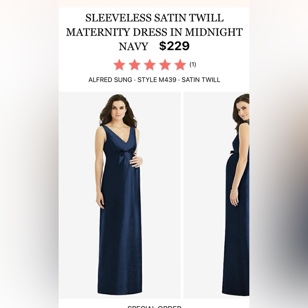 ALFRED SUNG Midnight Navy Satin Maxi Dress